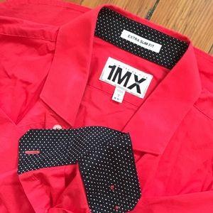 Large Red Slim Fit Express button up dress shirt!